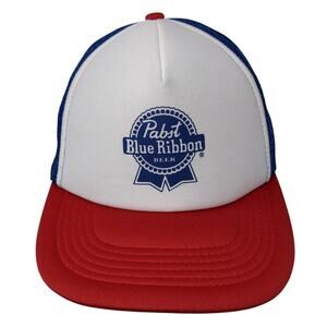 Pabst Blue Ribbon Beer Snapback Trucker Cap Multicolor OS Adjustable Mesh Back